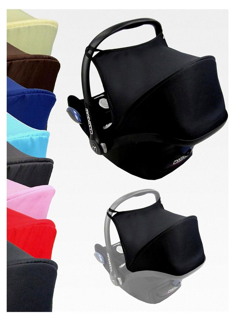 Sonnenverdeck für Babyschale kompatibel mit Maxi Cosi Cabrio Fix Gruppe 0 + GP (schwarz)