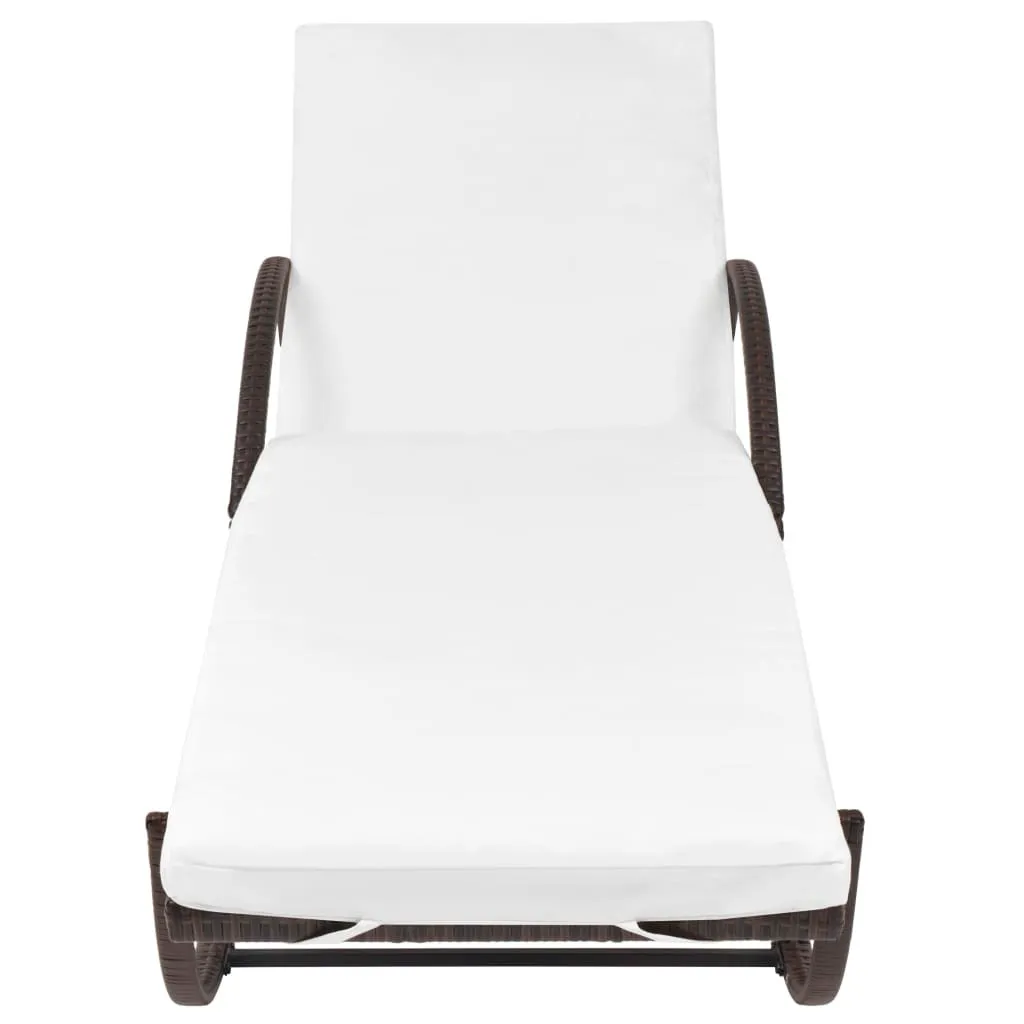 Lit de jardin modulable en poly rotin marron avec tablette intégrée - 3