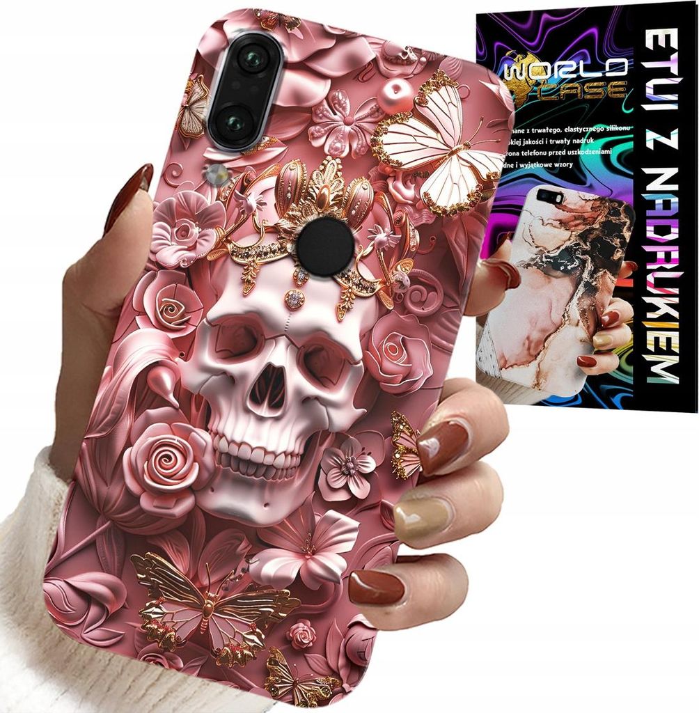 Hülle Für Huawei P Smart 2019 - Feminine, Trendige Designs, Totenkopf In Rosen