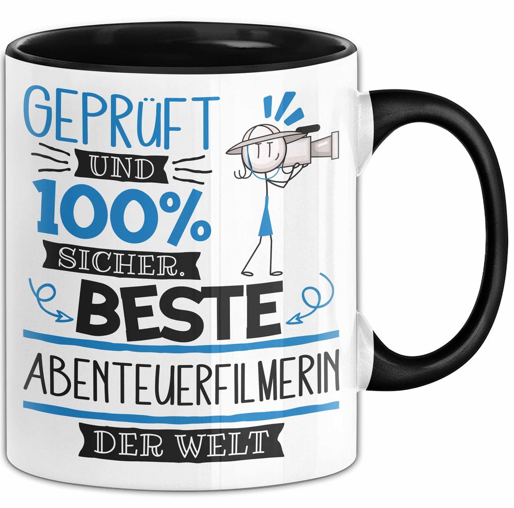 Beste Abenteuerfilmerin Der Welt Tasse Geschenk für Eine Abenteuerfilmerin Und Sicher Geschenkidee Geburtstag Weihnachten (Schwarz)