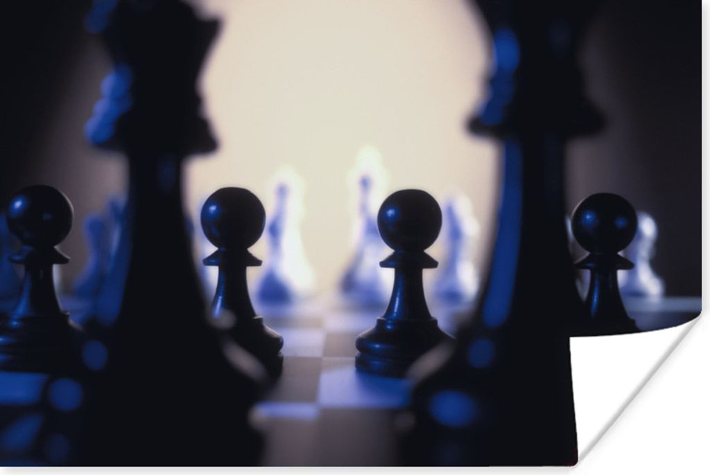 MuchoWow Poster Die schwarzen Schachfiguren 120x80 cm - Bilder