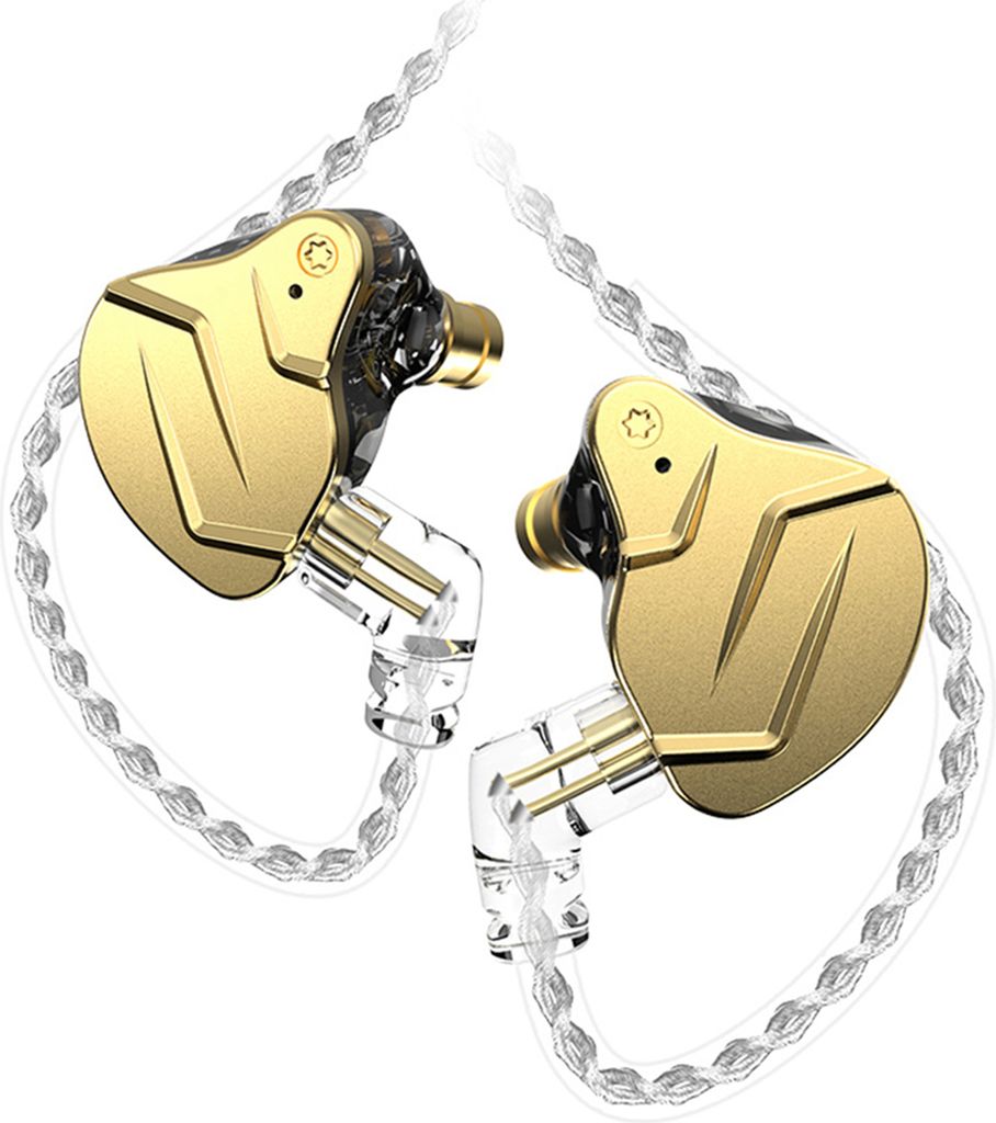 ZSN Pro X In-Ear-Kopfhörer, ein Kreis, ein Eisen, 3,5-mm-Handy mit Kabel, Metallkopfhörer, austauschbares Kabel, Gold mit Weizen