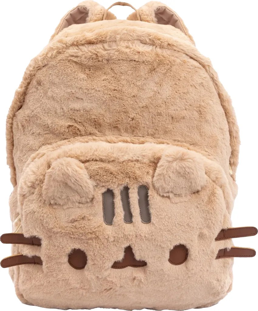 Pusheen sac à dos 3D en fourrure ultra douce, coloris beige et design chat