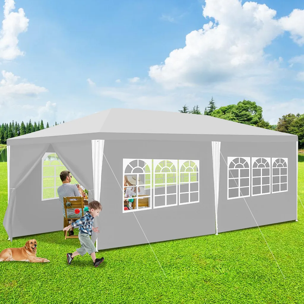 Tenda da Giardino 3x6m Clanmacy Bianco - Gazebo Esterno Feste