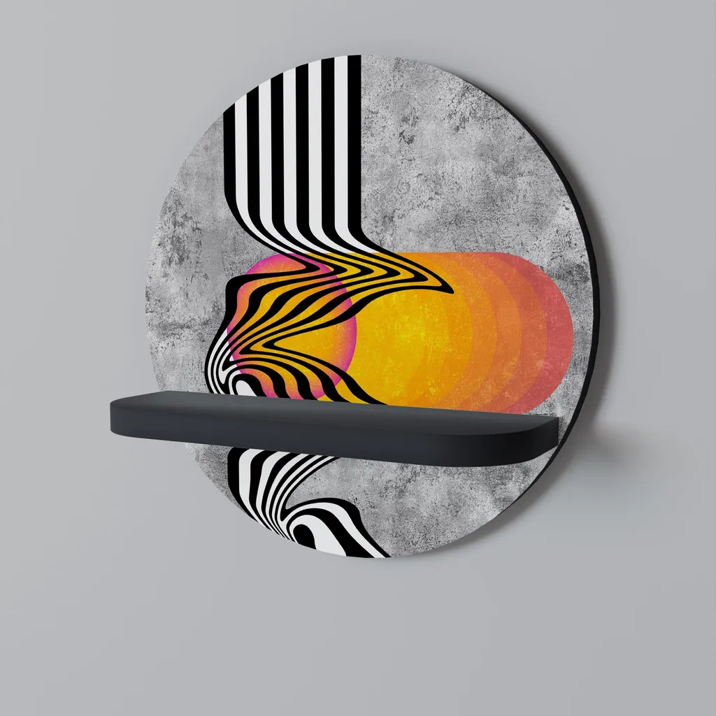 Étagère Ronde Noire WHIMSICAL WAVES pour Salon - Rangement Mural Chic