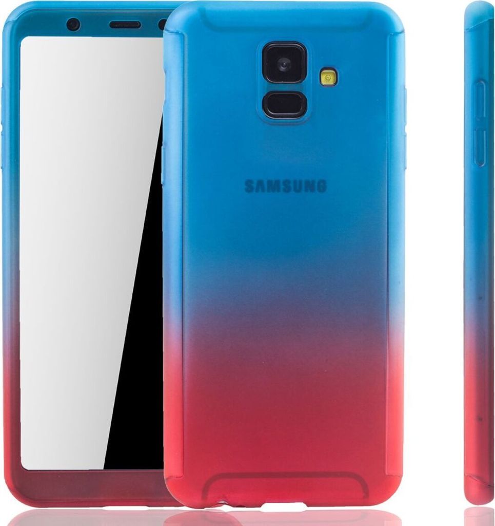 Handyhülle Schutzhülle für Samsung Galaxy A6 (2018) Full Case Cover Displayschutz 360 Rot