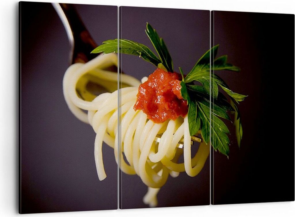 Bild auf Leinwand - Leinwandbild - Italien pasta spaghetti - 105x70cm - Wand Bild - Wanddeko - Leinwanddruck - Bilder - Kunstdruck - Wanddekoration...