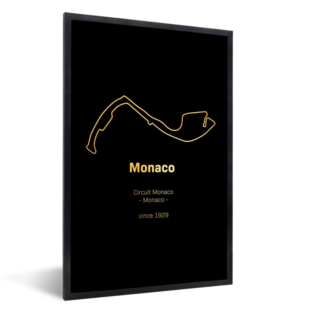 MuchoWow Gerahmtes Poster Formel 1 - Monaco - Rennstrecke 20x30 cm - Poster mit Schwarzem Bilderrahmen Wandposter Rahmen Foto Bilder - Drucken - ...