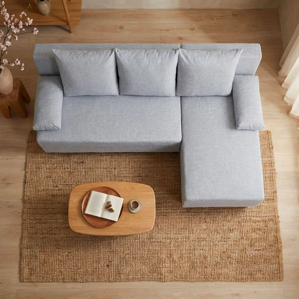 Canapé d'angle convertible Expression en tissu gris clair Menzzo - 4
