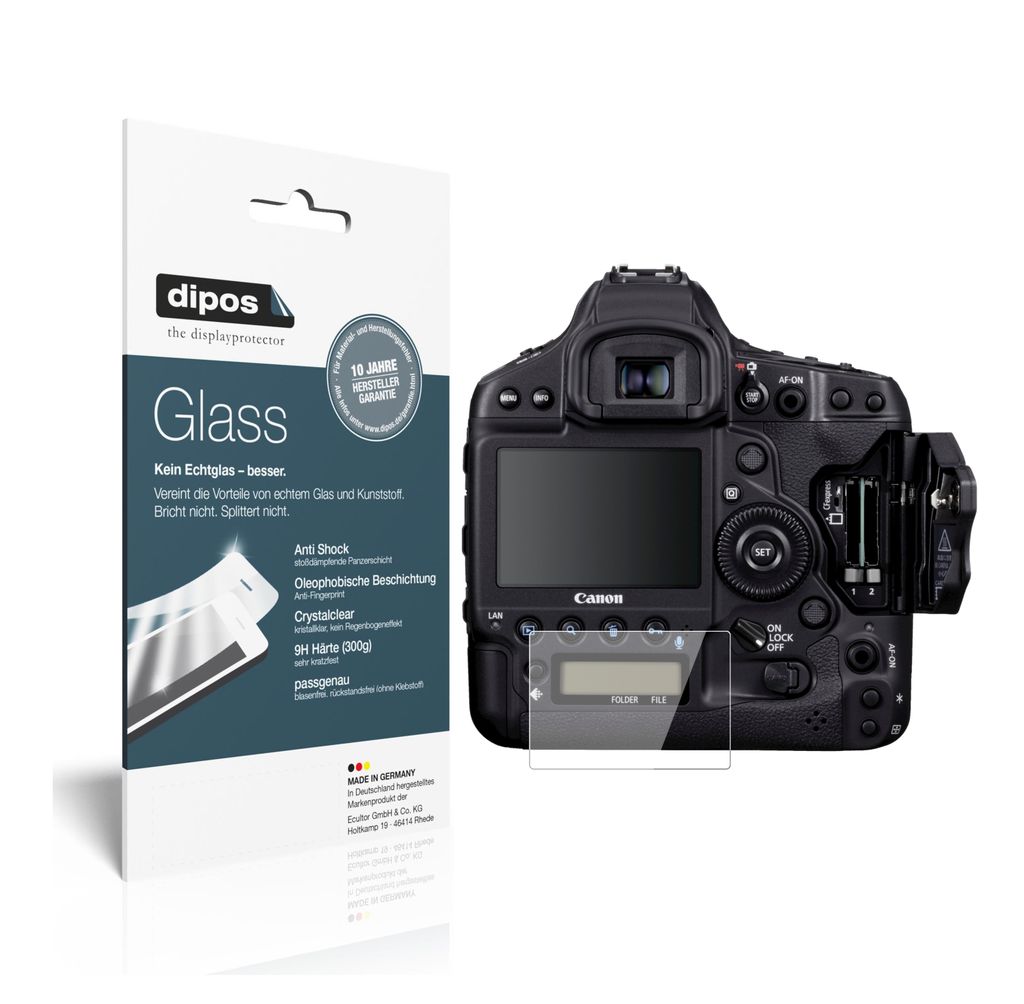 2x Schutzfolie für Canon Eos 1DX - Anti-Shock 9H Folie dipos Glass Kunststoffglas