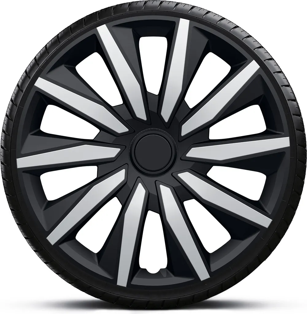 Enjoliveurs Decente 15" Robustes en ABS Noir et Argent Finition Mate