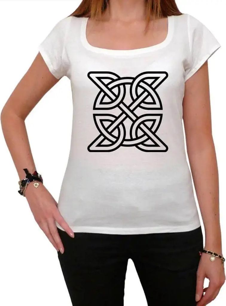 Damen Grafik T-Shirt Keltischer Knoten im Quadrat – Celtic Knot In Square – Öko-Verantwortlich Vintage Jahrgang Kurzarm Lustige Druck Geburtstag