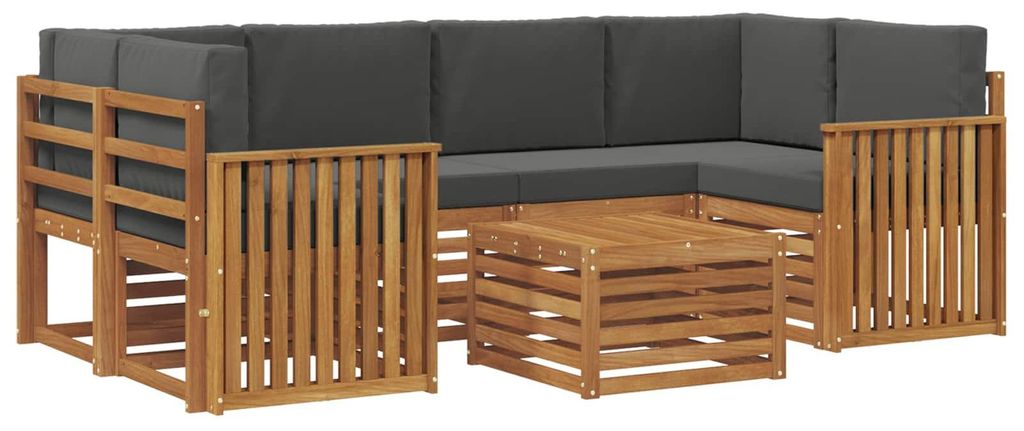 vidaXL Outdoor-Sofagarnitur mit Kissen 7 pcs Natur und Anthrazit
