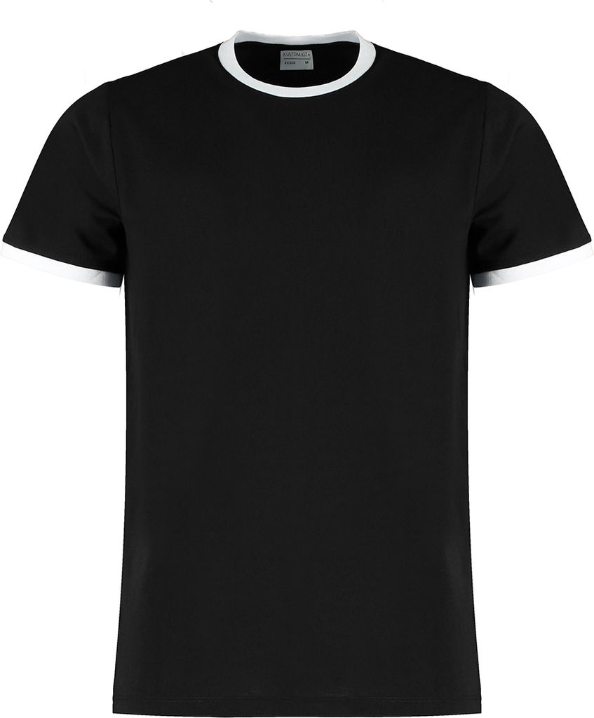 Kustom Kit - "Ringer" T-Shirt für Herren BC4781 (L) (Schwarz/Weiß)