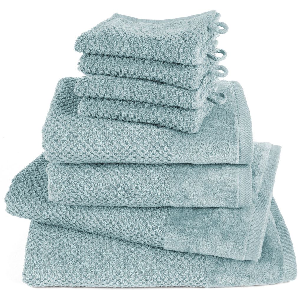 Pure Label 8-TLG Handtücher Set mit Aufhängeschlaufen aus Baumwolle - 2x Badetuch 70x140 cm 2x Handtuch 50x100 cm 4x Waschlappen 16x21 cm, Türkis