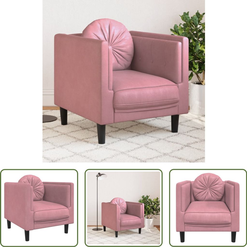 The Living Store Sessel mit Kissen Rosa Samt