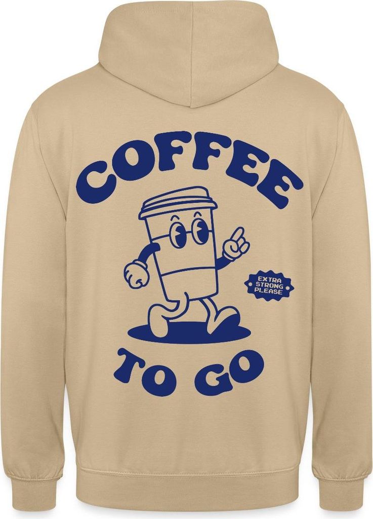 Spreadshirt Coffee To Go Illustration Retro Uni Hoodie, XL, Beige