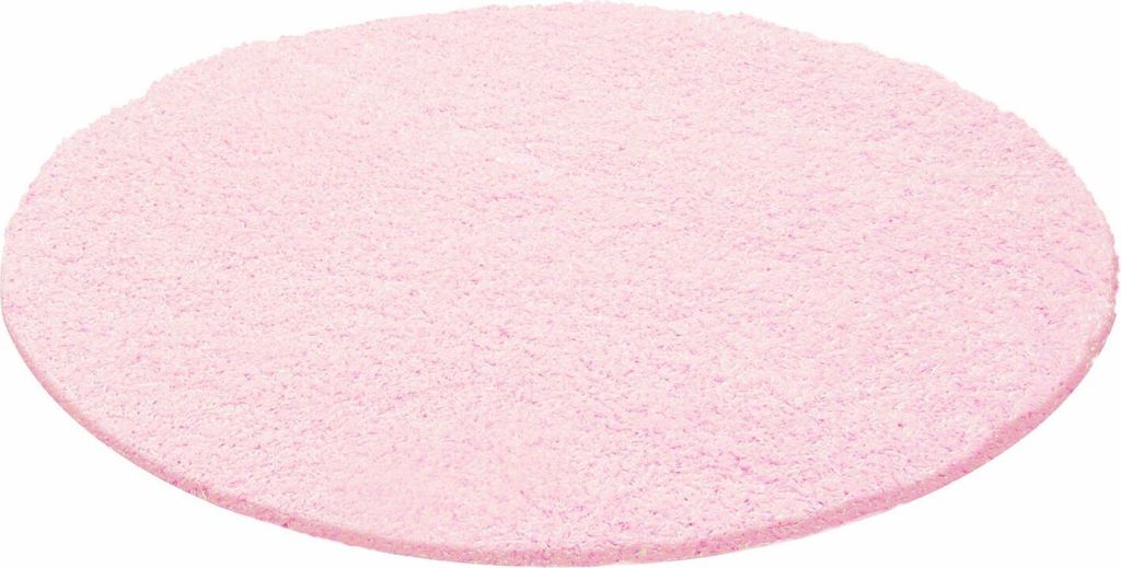 Hochflor Teppich Lux rund, Farbe: Rosa, Größe:80 cm rund