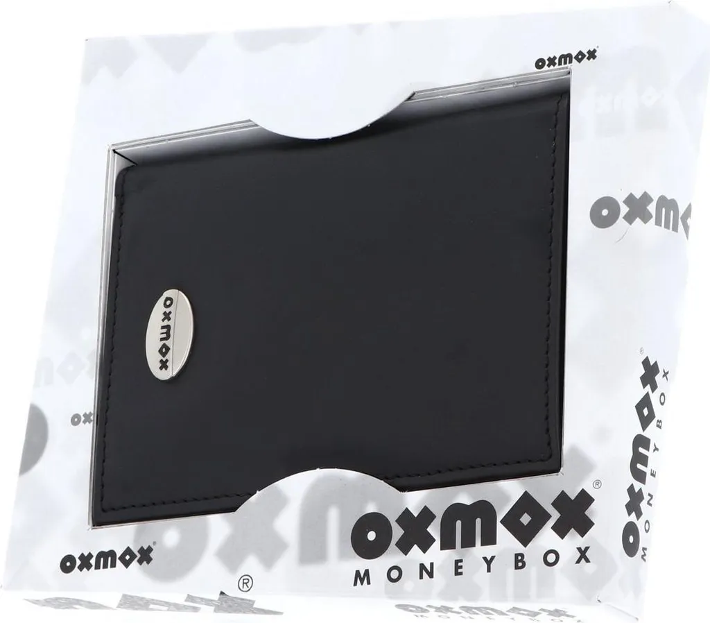 Oxmox Pelle Portafoglio RFID Protect Kombibörse Pure Metal Black Nero