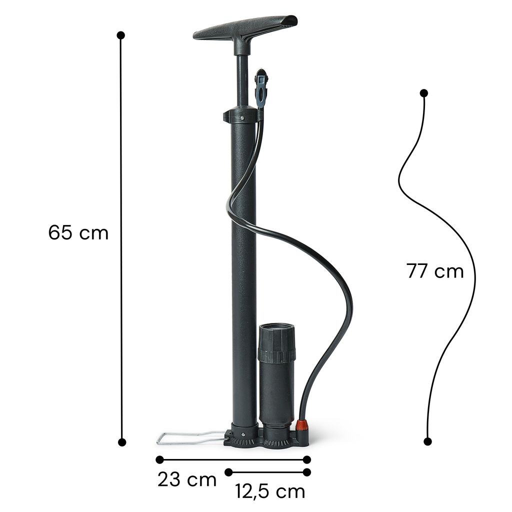 Fahrrad Fußluftpumpe Pumpe mit Manometer bis 12 bar für alle Ventile geeignet 
