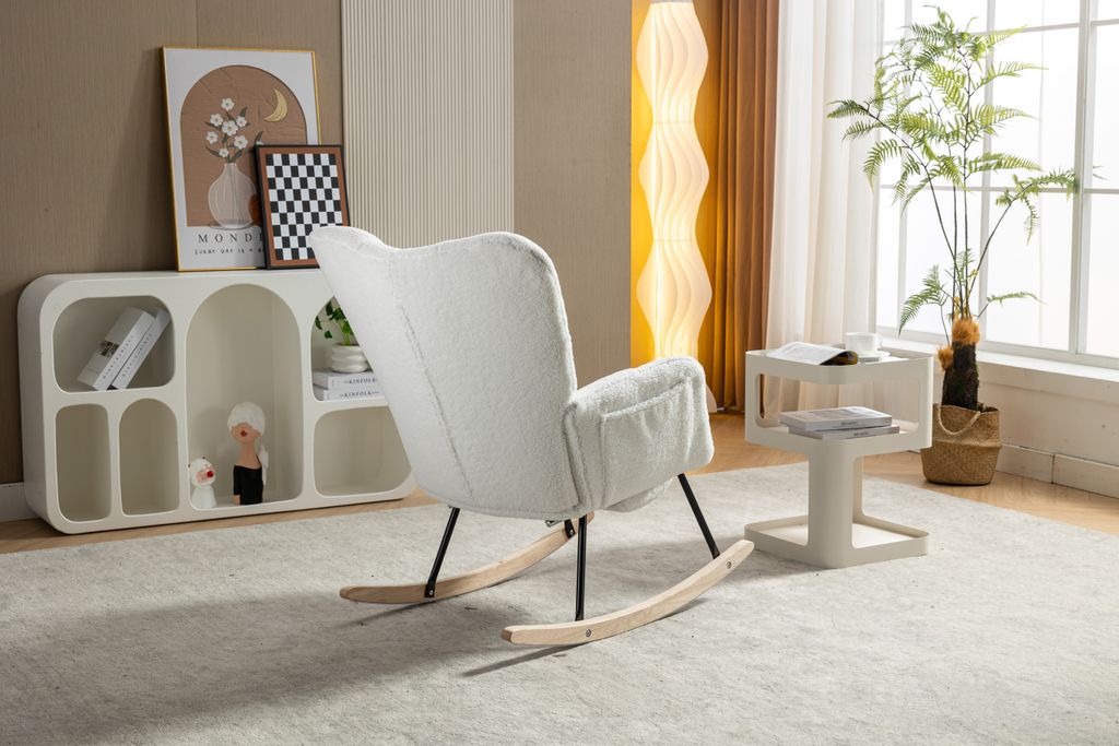 Weiß Teddy Plüsch Lounge-Sessel Babyschaukelstuhl Produktbild 5