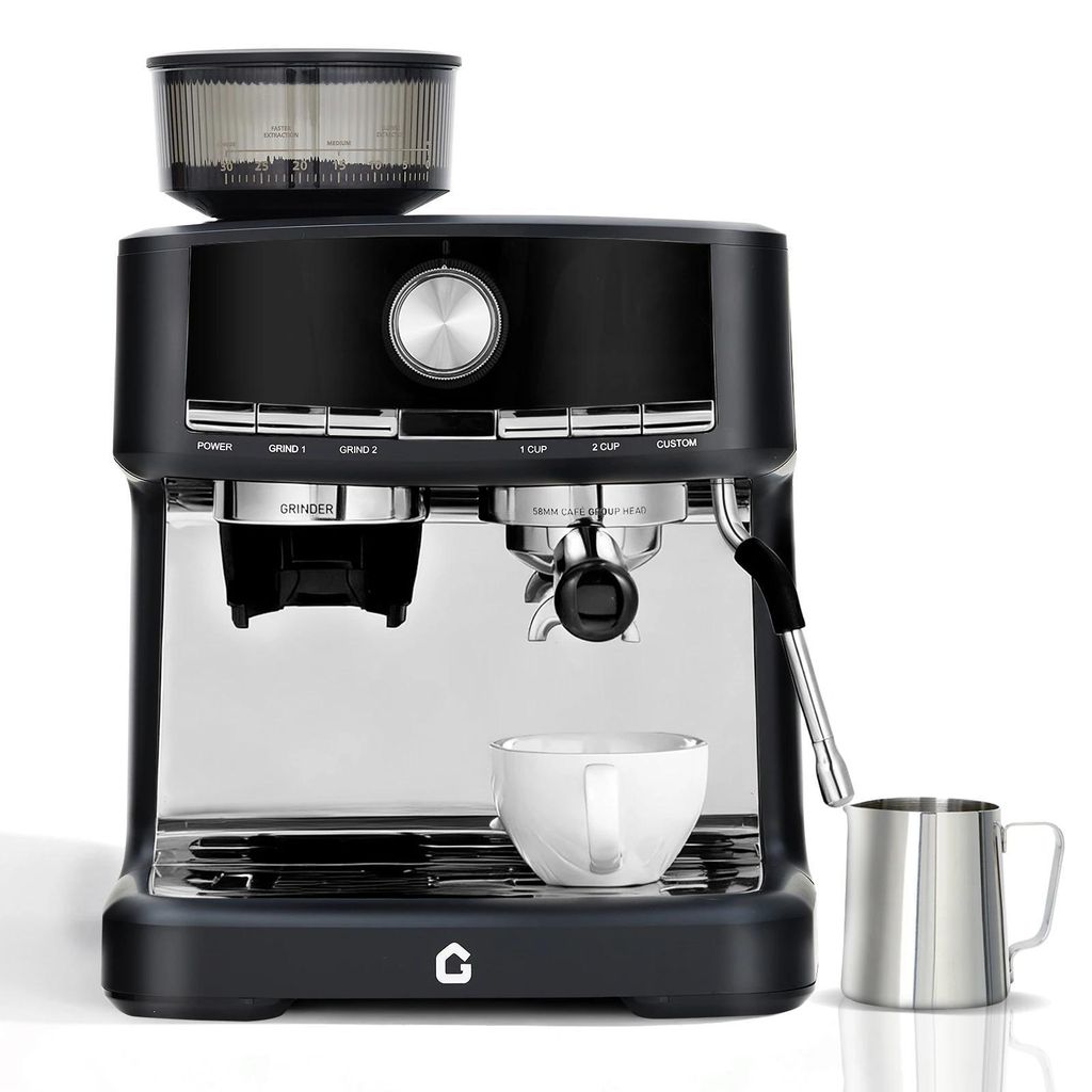 Espressomaschine mit Mahlwerk - Halbautomatische Kaffeemaschine - 15 bar Druck - 30-stufige Mühle - 1,5 l abnehmbarer Wassertank - Edelstahlgehäu...