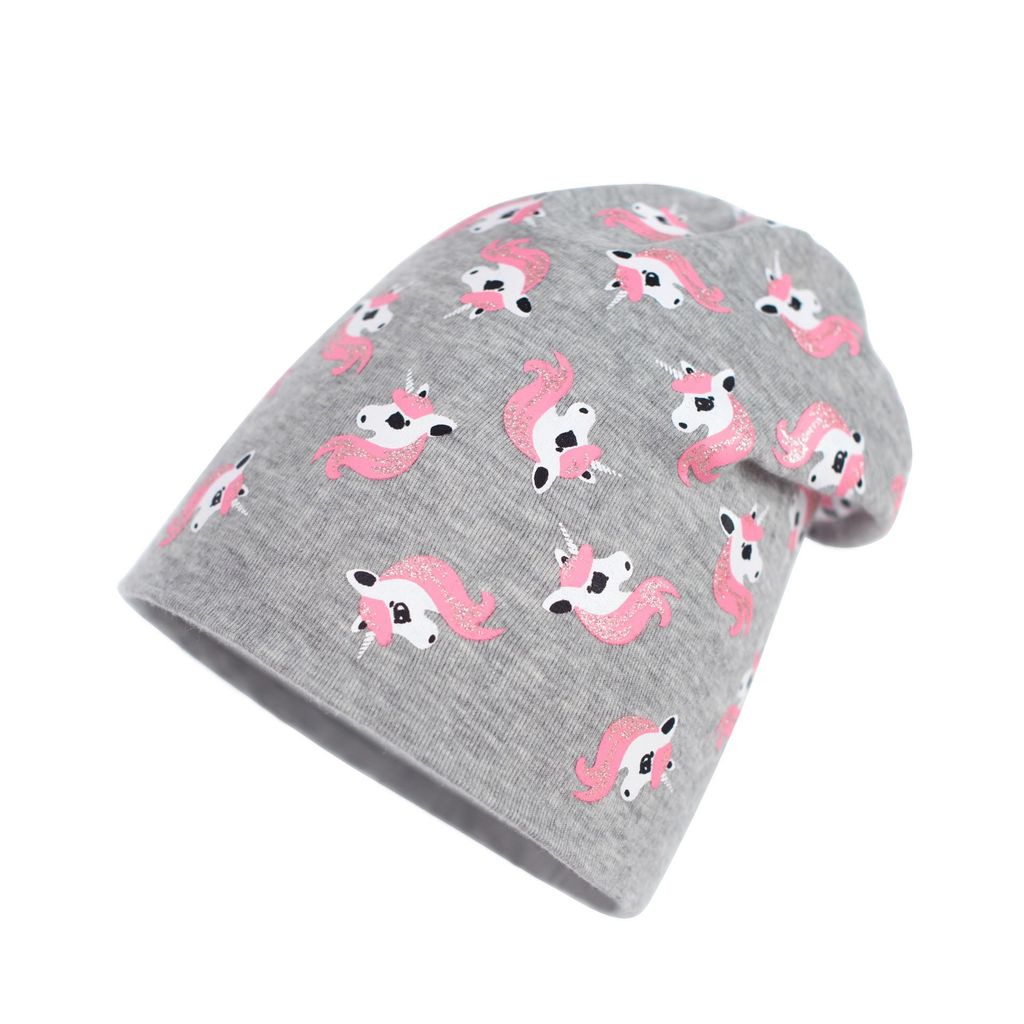 Mütze Beanie Mädchen Übergangsmütze Einhörner Herz Allover-Print Glitzer, Einhörner
