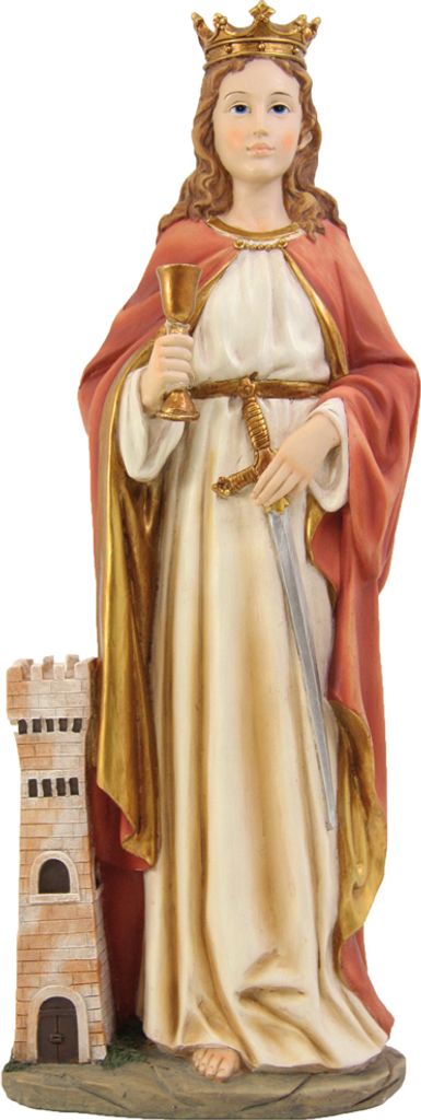 FADEDA Hlg. Barbara / Höhe:14 cm / handbemalt / detailgetreue Krippen Figuren - Weihnachten Tisch Dekoration Krippe Zubehör