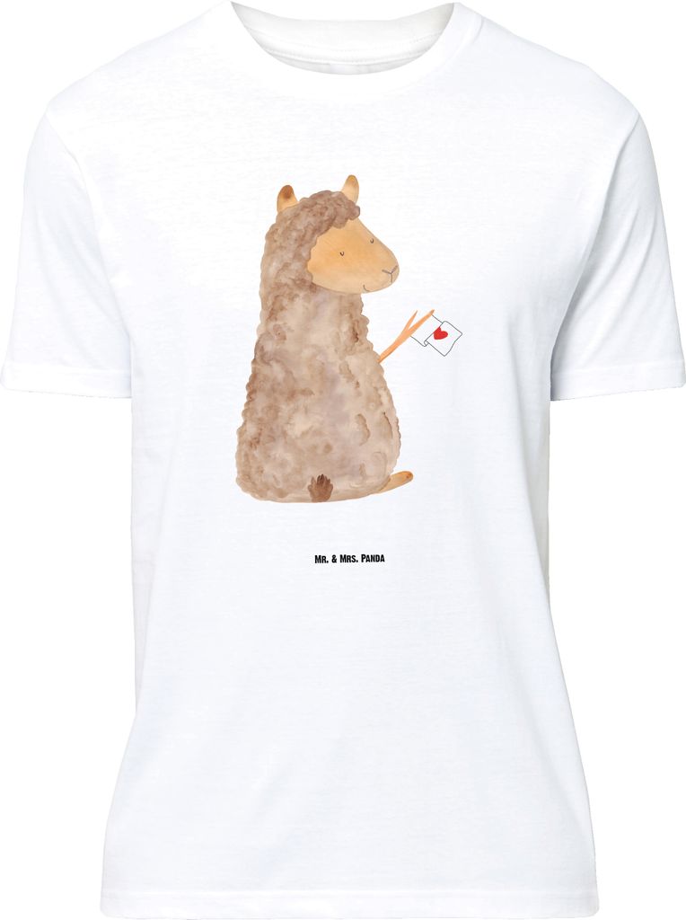 Mr. & Mrs. Panda Größe M T-Shirt Alpaka Fahne - Weiß - Geschenk, mit Spruch, Lamas, Liebe, Tshirt, Lama, Herren, Alpakas, Shirt