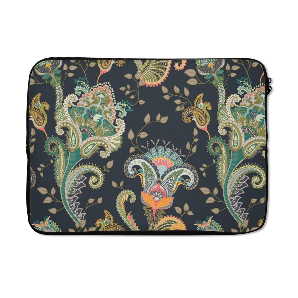 MuchoWow Laptop Hülle 14 ZollBlumen - Chic - Vintage - Bohème - Muster Laptoptasche - Laptoptasche - Stoßsicher - Schutzhaube