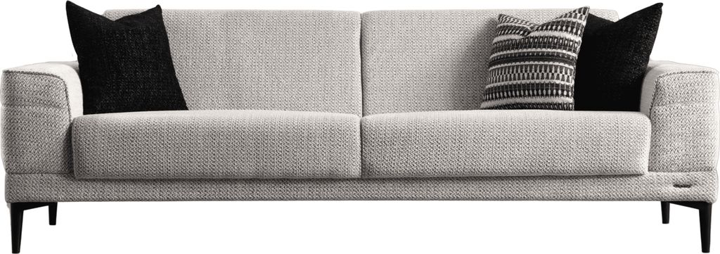 Villa Möbel Sofa Ivory Grau 2-Sitzer Schlaffunktion durch aufklappbare Sitzfläche, Webstoff, inkl. Kissen