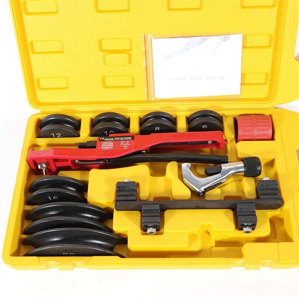 Rohrbiegemaschine Rohrbiegegerät Manuelle Rohrbieger Einhand 6-22mm Set Handrohrbieger Satz für Kupfer Aluminiumrohr bis 90