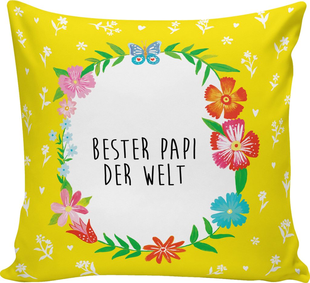 Mr. & Mrs. Panda kissen bedruckt Papi - Weiß - Geschenk, Polster, Kleinigkeit, kuschelkissen 40x40, Deko, Papa, Vati, für sofa, Mann, Dekokissen,...