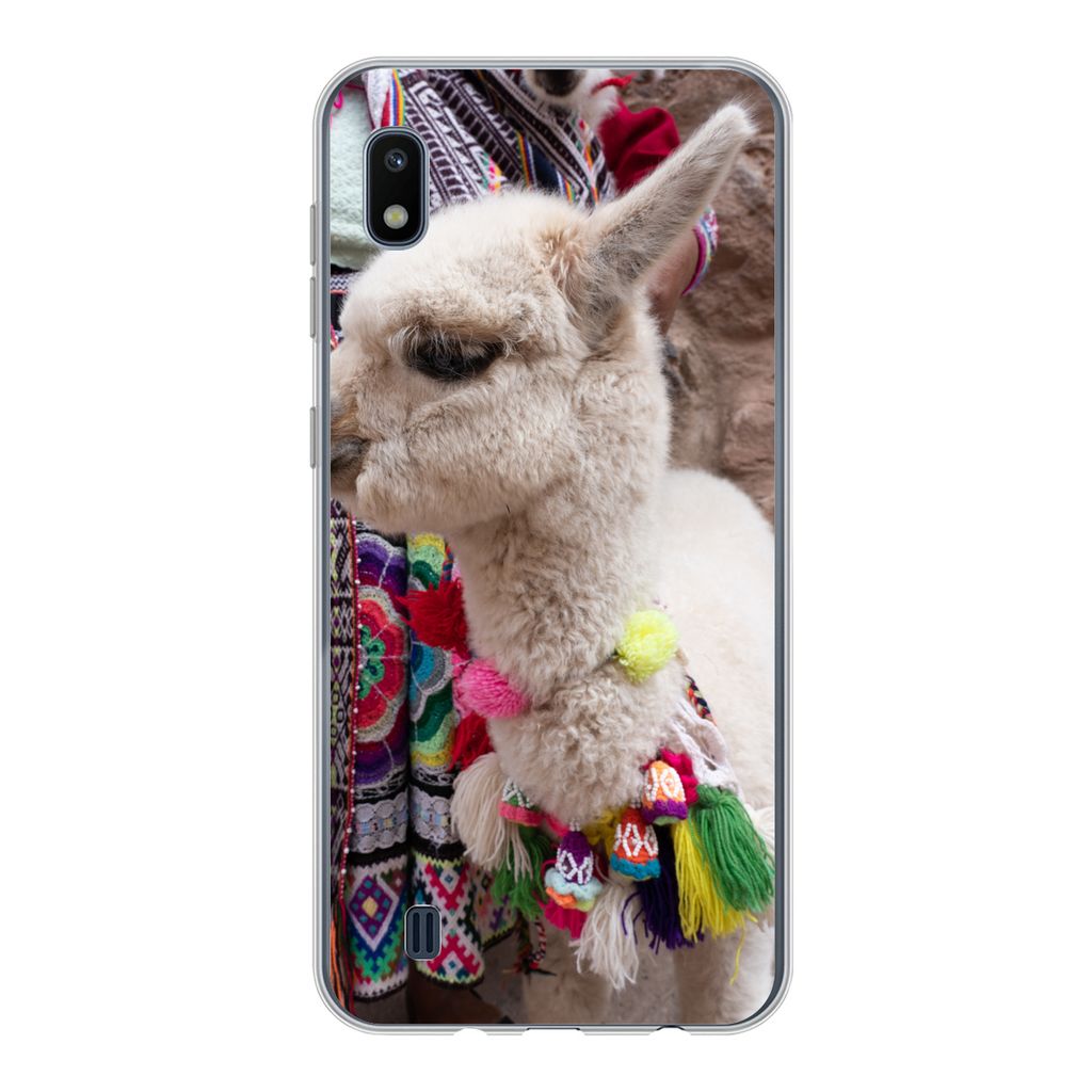 MuchoWow Handyhülle Schutzhülle Hülle für Samsung Galaxy A10 Alpaka - Halskette - Farben Silikon Softcase Handy Hülle - Schutzhülle