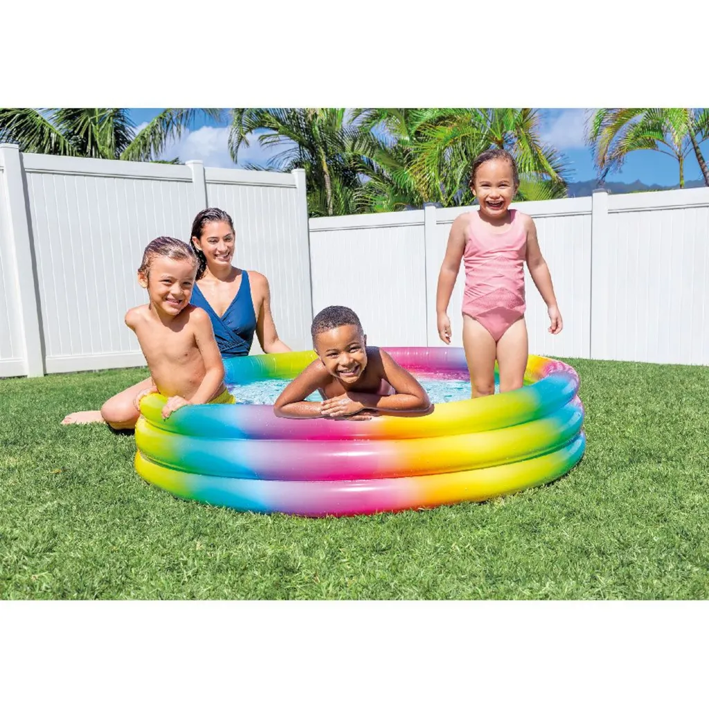 Pataugeoire 3 anneaux robuste Intex Rainbow Ombre multicolore - 2