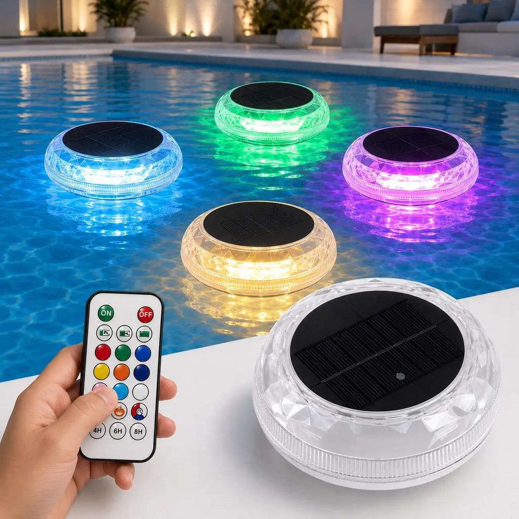 Poolleuchte Solar Schwimmende, wasserdicht IP67, 9 Farben Produktbild 