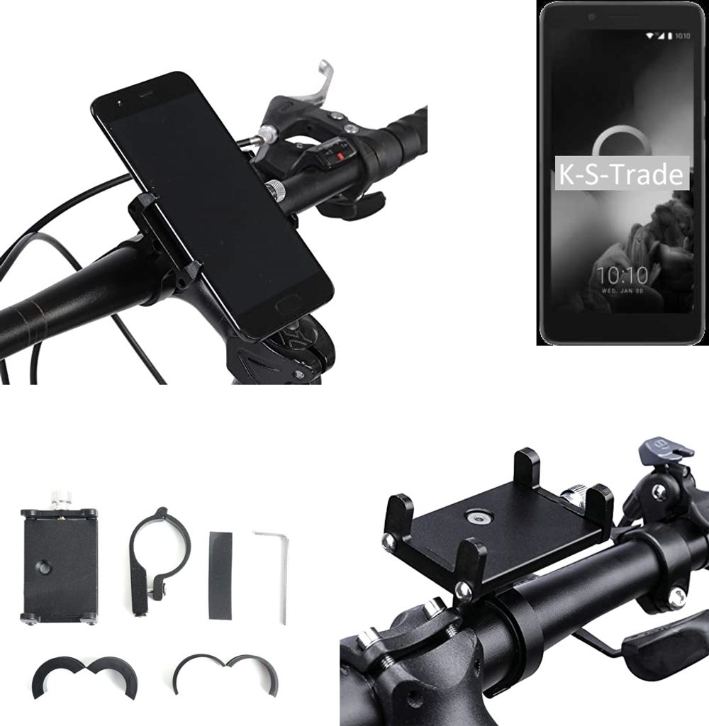 K-S-Trade Handyhalterung für das Fahrrad kompatibel mit Alcatel 1C (2019) Halter Lenkstange Fahrradhalterung Motorrad Bike Mount Befestigung