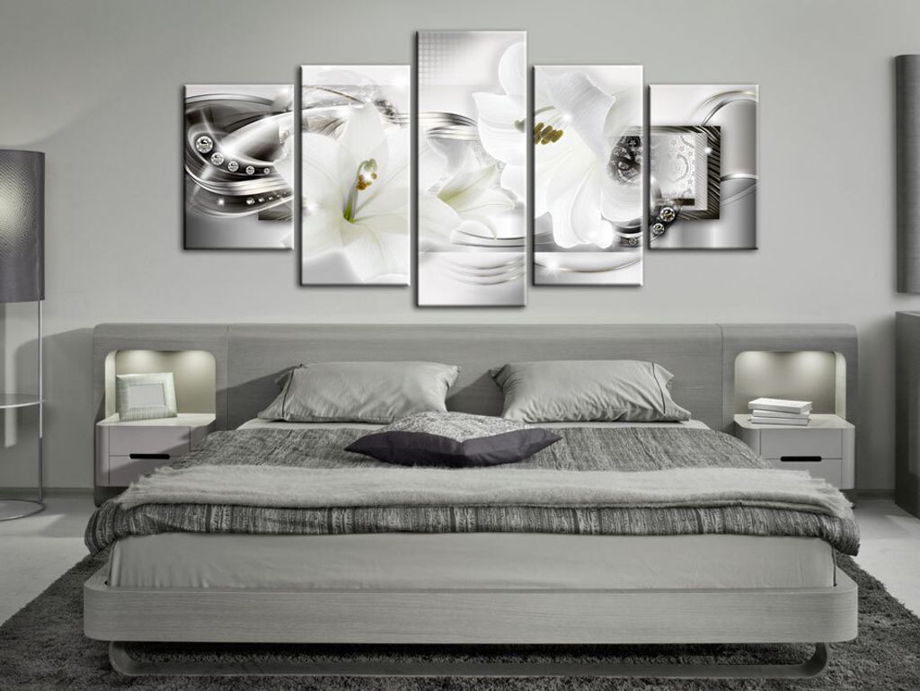 Akustikbild Blumen Abstrakt 200x100 cm Bilder Akustikschaum Hochleistungsschallabsorber Schallschutz Leinwand 5 tlg Wandbild Raumakustik Schalldäm...