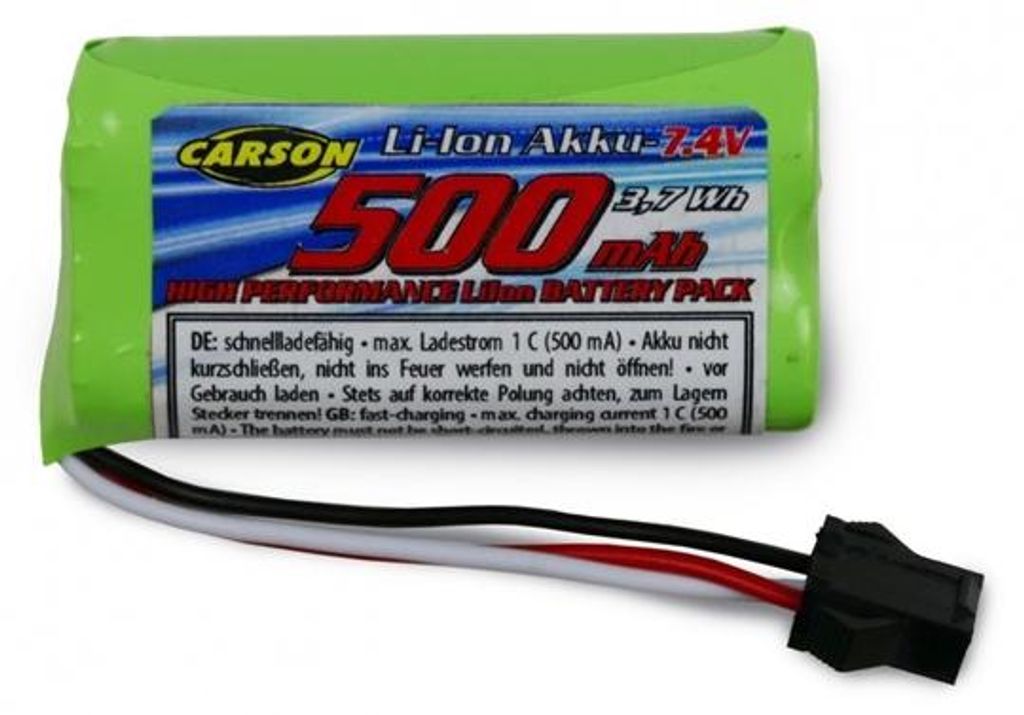 Carson 500608290 - 7,4V/500mAh LiIon Akku Glow Devil JST-4 - Neu