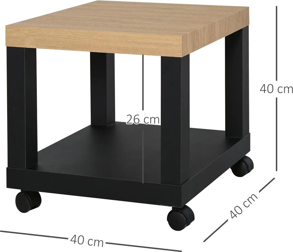 Petite table basse mobile 40cm avec compartiment ouvert - Coloris Noir