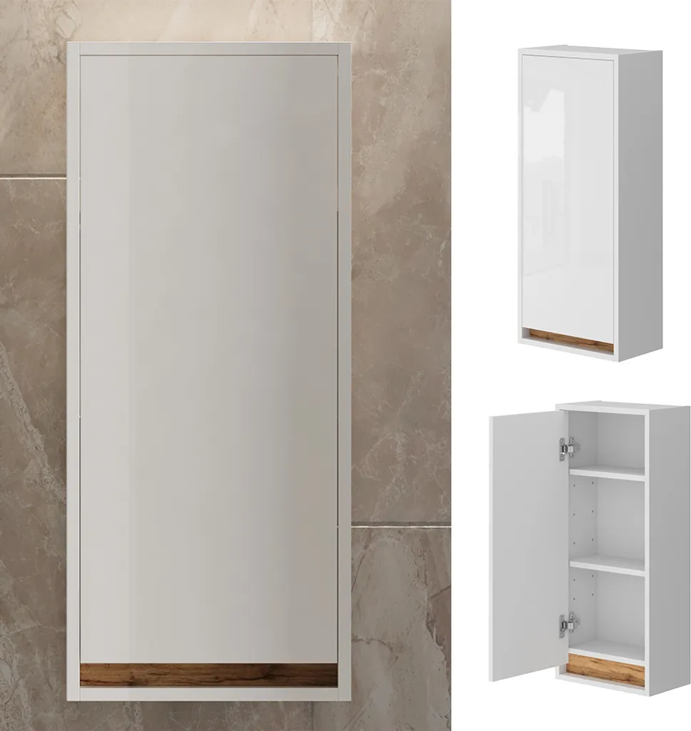 Meuble de rangement bas Vicco Detmold avec porte Blanc et Chêne Doré - 2