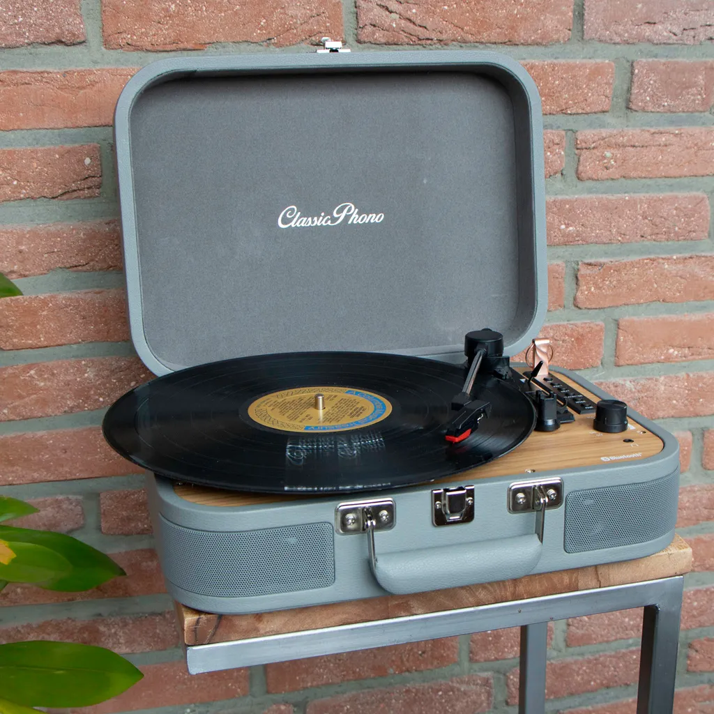 Tourne-disque Bluetooth Classic Phono TT-116GY Gris avec Haut-parleurs