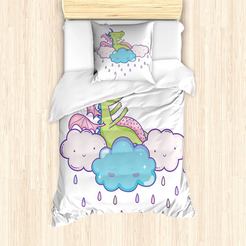 Copripiumino Singolo ABAKUHAUS Nuvole Doodle 135x200 | Ipoallergenico