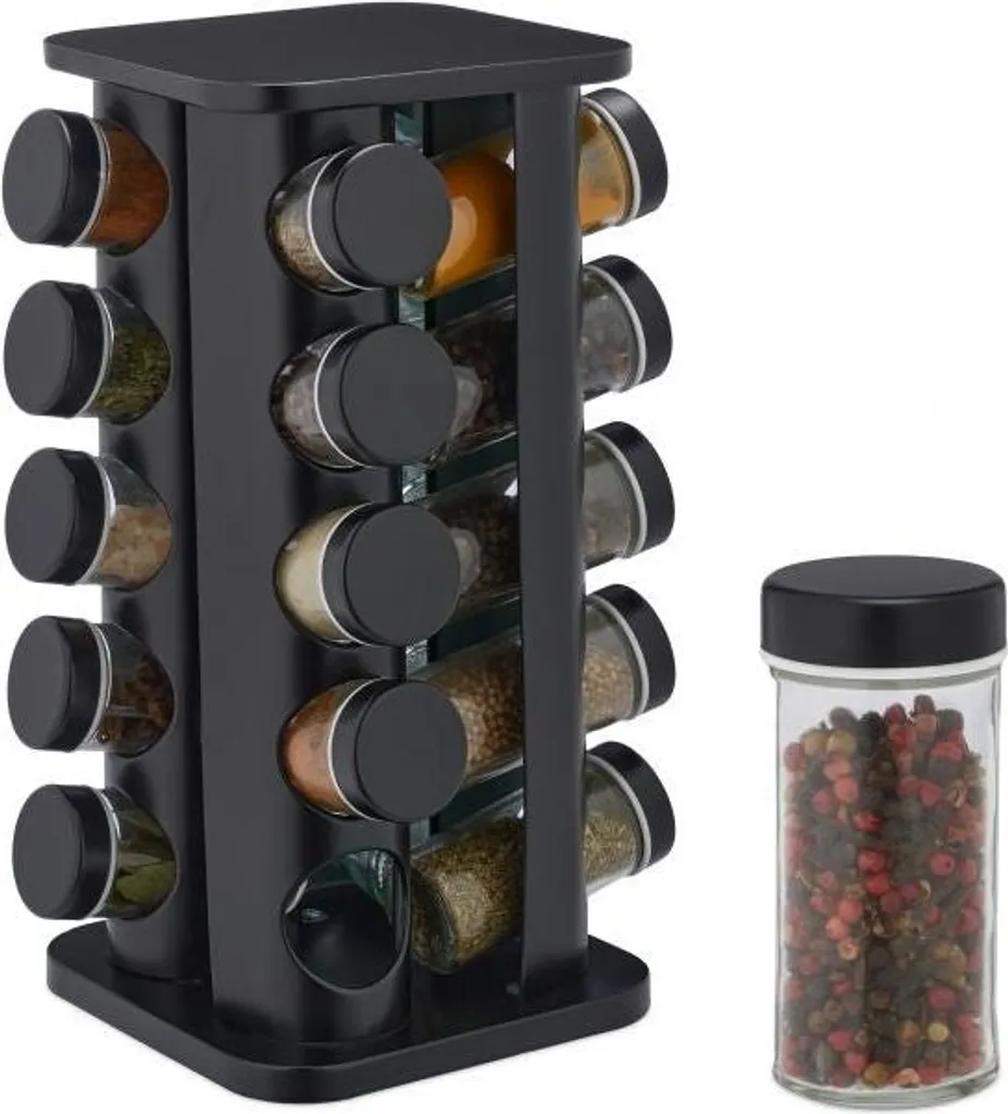 Carosello Spezie Girevole 20 Vasetti Vetro Acciaio Inox | Offerta Cucina - 1