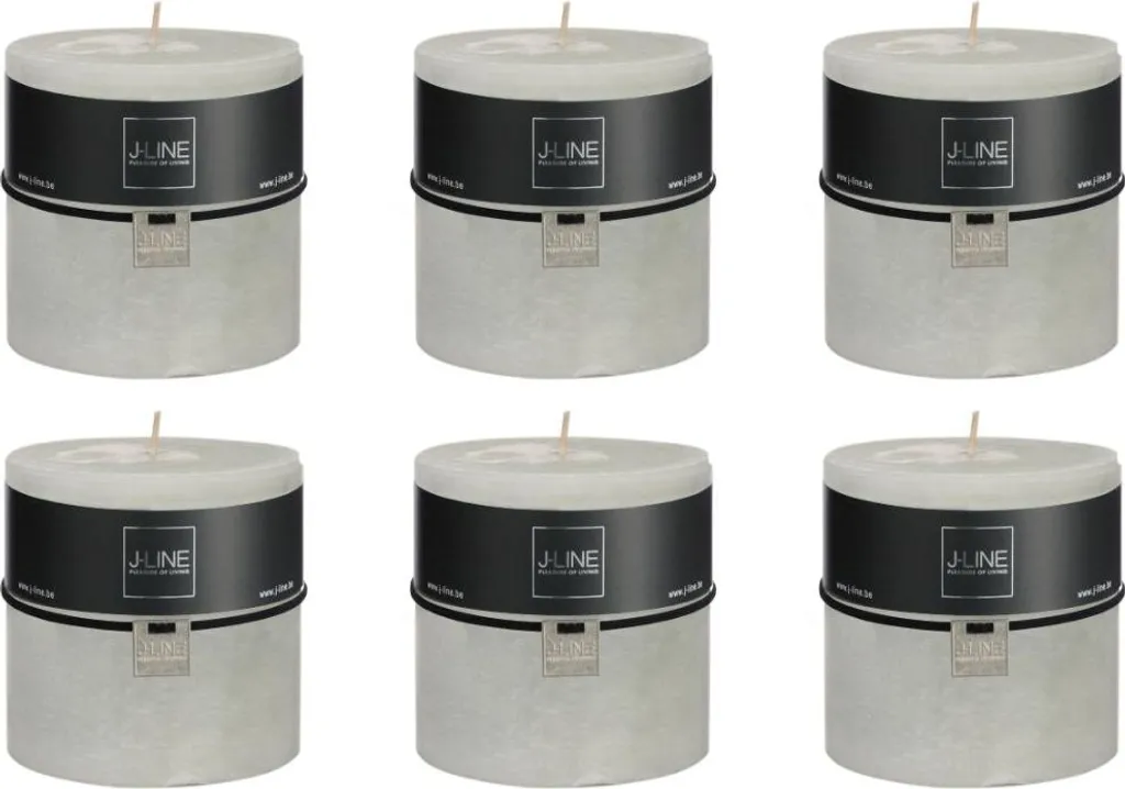 Lot de 6 bougies piliers vert poudre J-Line - Décoration de table