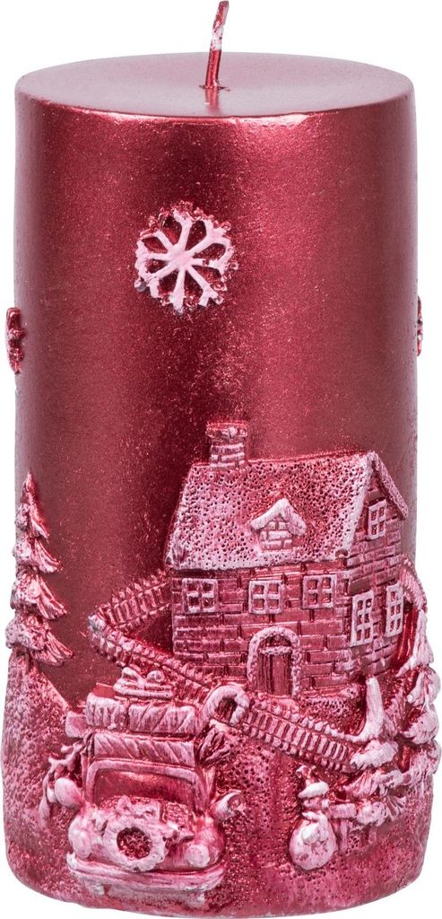 Kerze MagicHome Weihnachten, 7x12,5 cm, zylindrisch, rot, Produktbild 