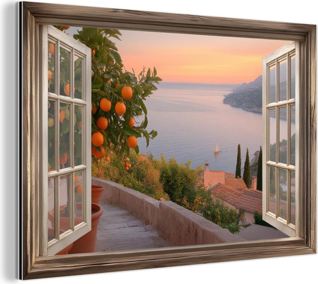 MuchoWow Wanddekoration Metall Metallbild Wandkunst 30x20 cm Durchblick - Ausblicke - See - Landschaft MuchoWow Aluminium Gemälde - Aluminiumgemä...