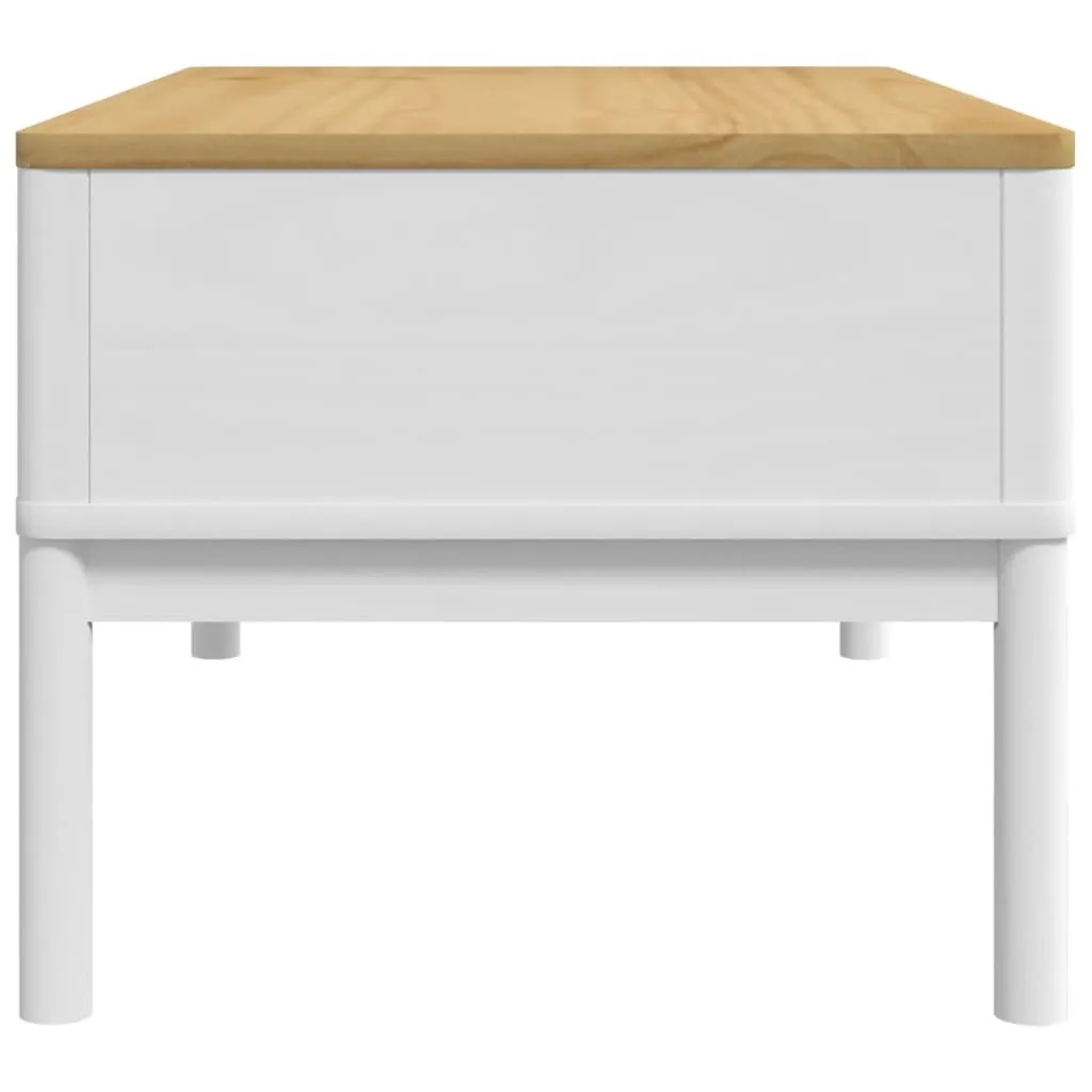 Tavolino Basso Salotto Bianco SYFAX FLORO Legno Pino Massiccio 99x55cm - 5