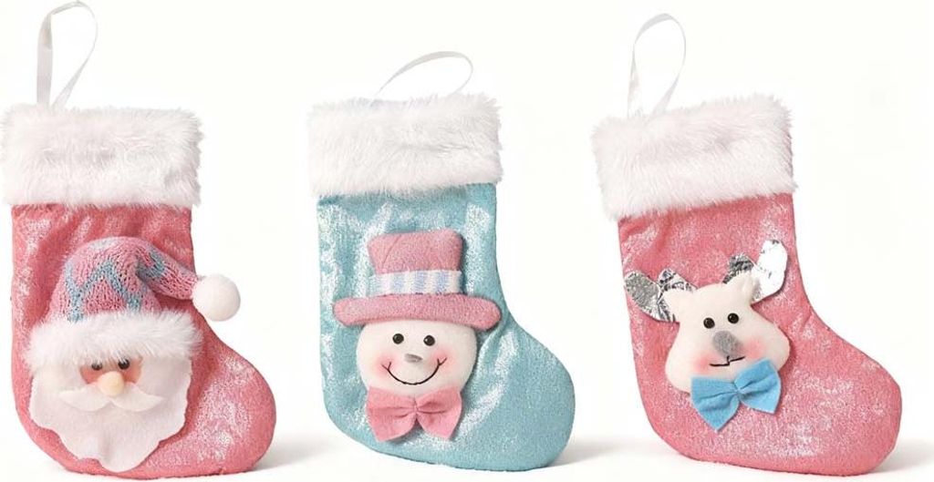 3er-Set Weihnachtsstrümpfe in Pastellfarben - Zuckersüße Säckchen für fröhliche Weihnachtsstimmung