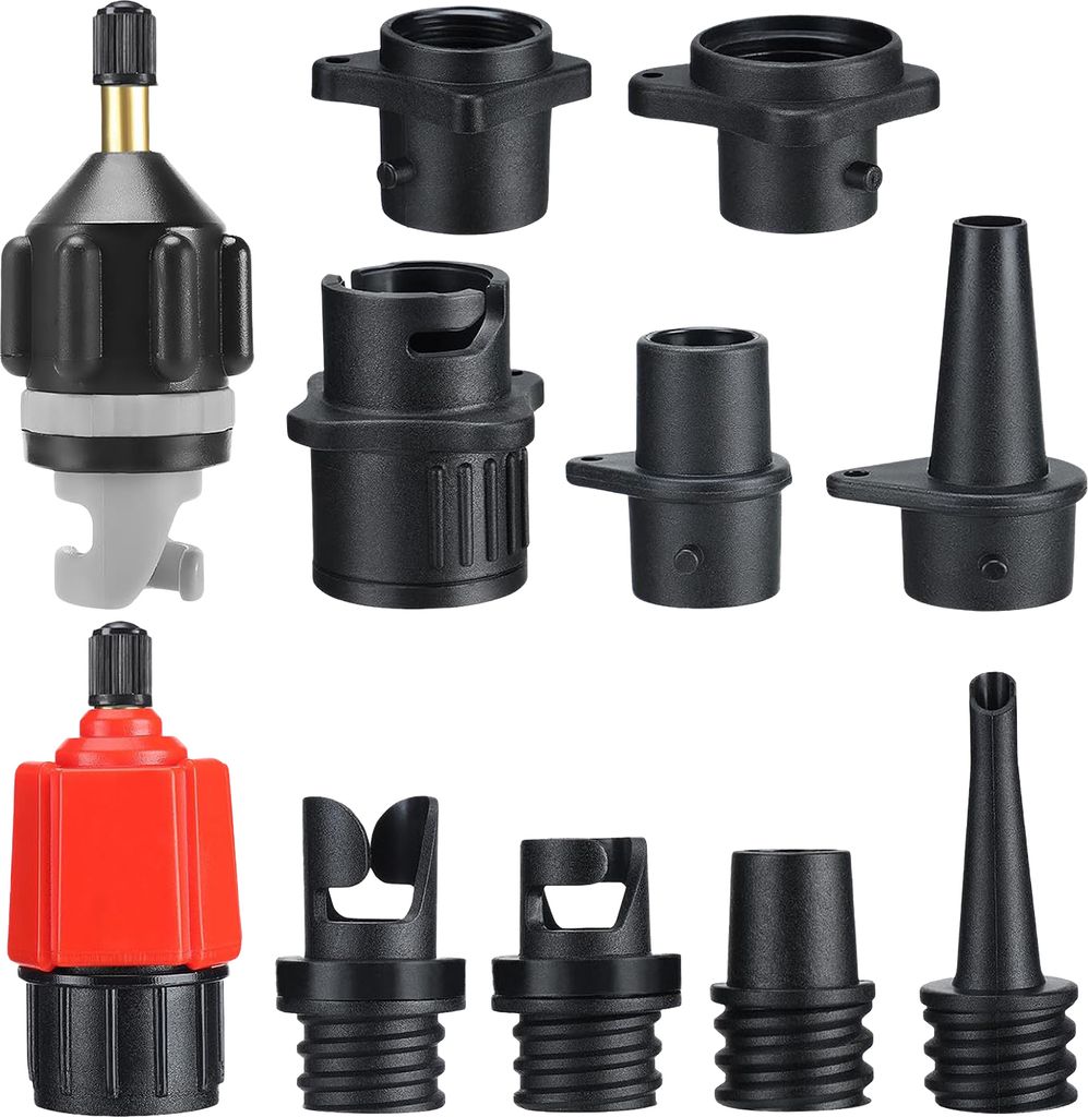 Aufblasbares SUP-Pumpenadapter-Kit, Paddle-Board-Ventiladapter, Luftkompressor-Ventilkonverter-Düsensatz für aufblasbares Bootsbett-Surfbrett
